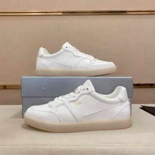 Prada Zapatillas Lifestyle de Cuero Panelado Blanco