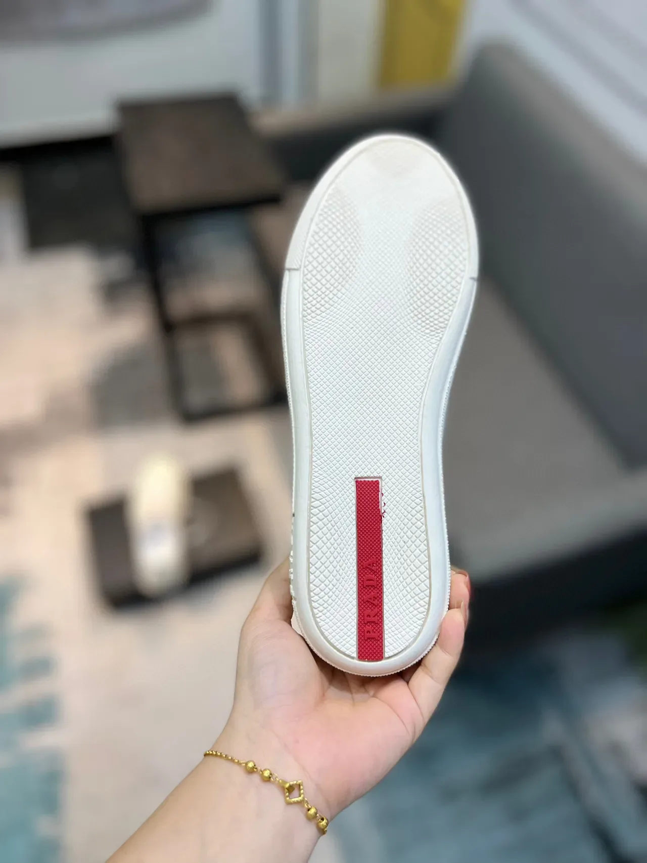 Prada White Red Minimalist Smooth Leather-Like Upper Lifestyle Sneakers 9
