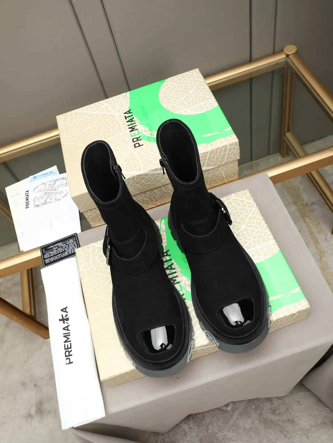 Premiata Rien Ne Va Plus Black Suede Buckle Strap Ankle Boot 3