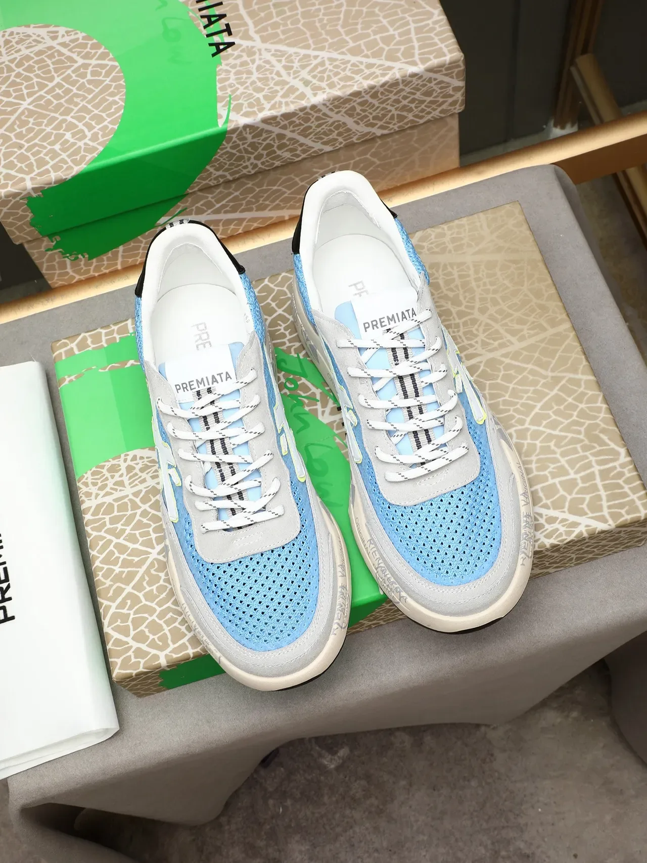 Premiata X-Logo Light Blue and Gray Lifestyle Sneakers 2