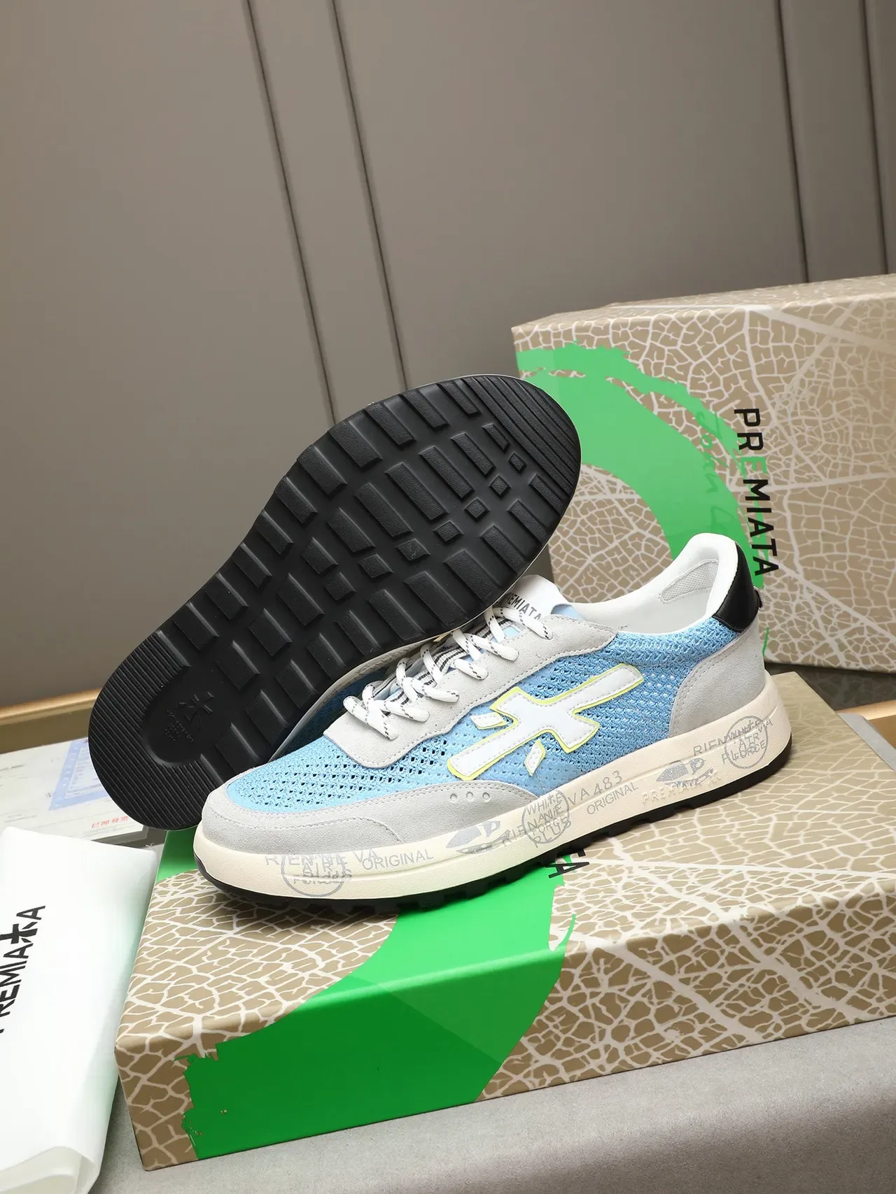 Premiata X-Logo Light Blue and Gray Lifestyle Sneakers 4