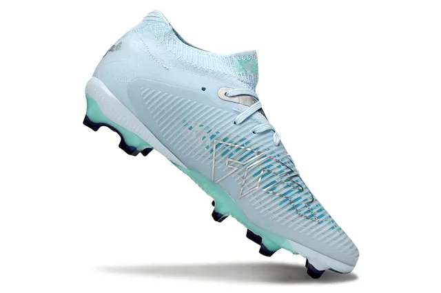Puma Bleu Vert Col tricoté à nervures Synthétique Avant-pied Cage Sol ferme Chaussures de football 2