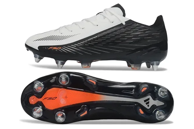 Puma F50 Sprintweb Black White Orange Firm-Ground Soccer Shoes 6