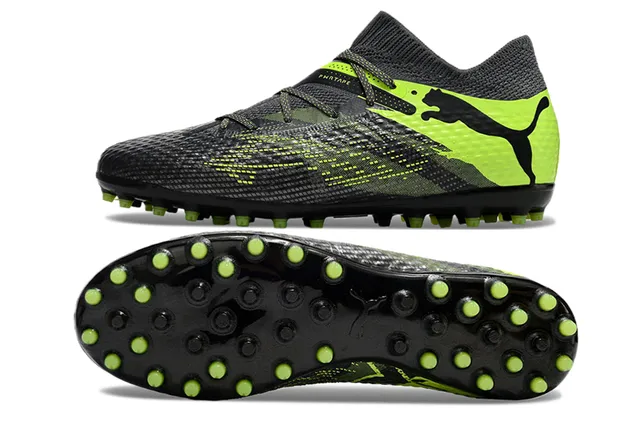 Puma Future Z Preto Verde Upper Knit Cadarço Assimétrico Sapatos de Futebol Gramado 2