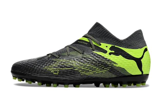 Puma Future Z Preto Verde Upper Knit Cadarço Assimétrico Sapatos de Futebol Gramado 4