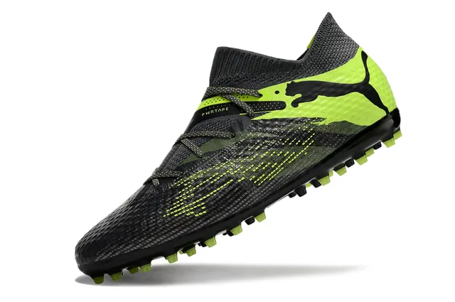 Puma Future Z Preto Verde Upper Knit Cadarço Assimétrico Sapatos de Futebol Gramado 7