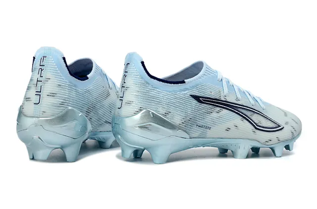 Puma Future Z Bleu Argent Haut en Tricot Léger Semelle Translucide Terrain Firme Chaussures de Football 5