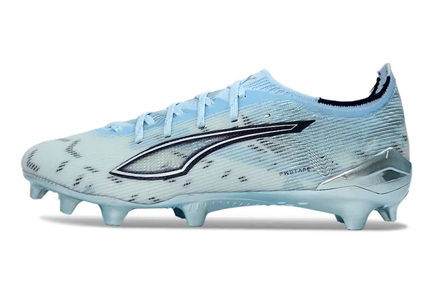 Puma Future Z Bleu Argent Haut en Tricot Léger Semelle Translucide Terrain Firme Chaussures de Football 7