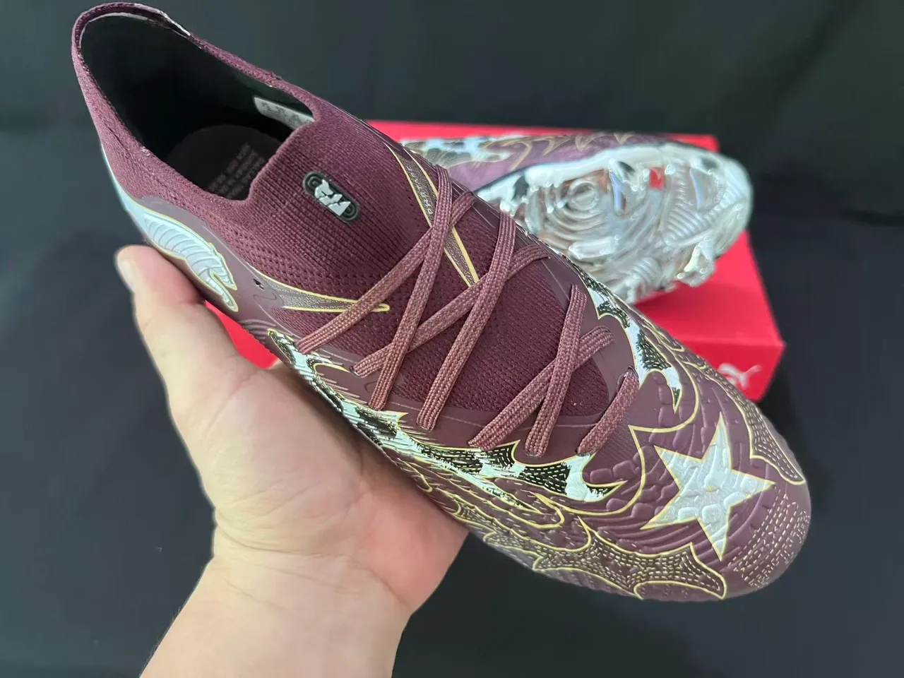 Puma Future Z Sapatos de futebol burdeos chama metálica para solo firme 5