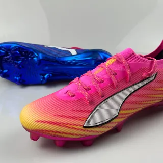 Puma Future Z गुलाबी पीला सनकड ग्रेडिएंट ऊपरी एकीकृत लेसिंग फर्म-ग्राउंड फुटबॉल जूते