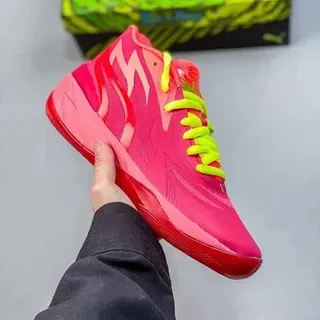 Puma Ramelo Bauer Personal Second Generation Bright Pink and Neon Green Basketball Shoes
