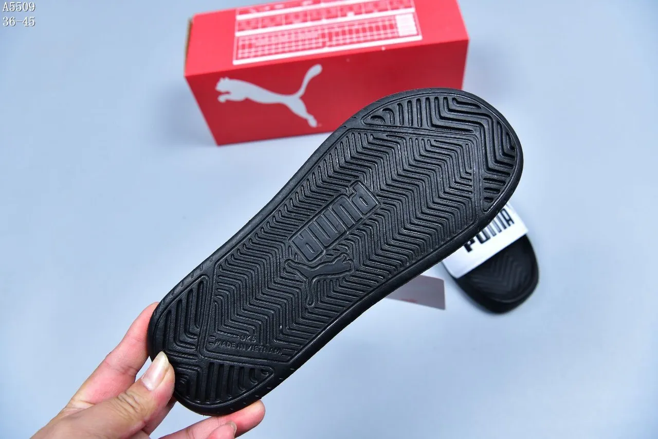 Puma White Black Single-Strap Molded Sole Slippers 6