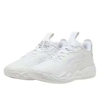 Puma White Textured Knit Upper Sculpted Monochrome Midsole Lifestyle Sneakers