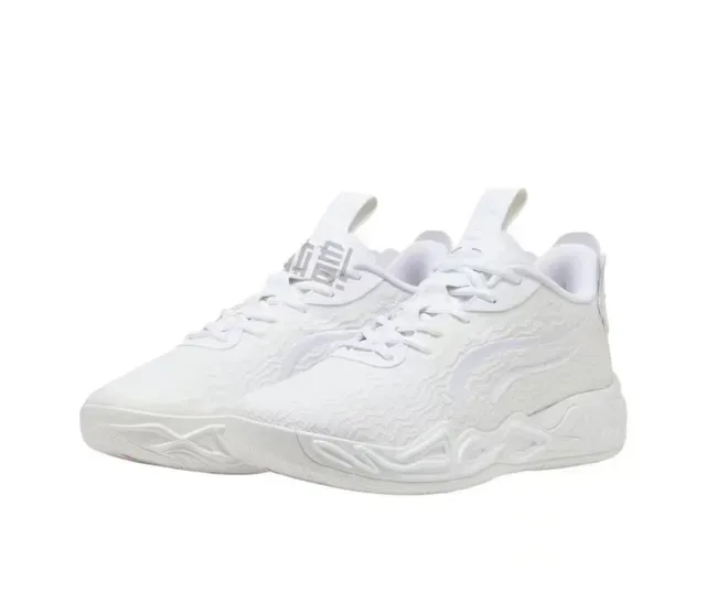 Puma أبيض نسيج ناعم متماسك مصمم أحادي اللون وسط الوحيد حذاء رياضي لايف ستايل 2