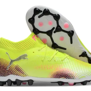 Puma Yellow Multicolor High-Cut Knit Collar Asymmetric Lacing Firm-Ground Soccer Shoes