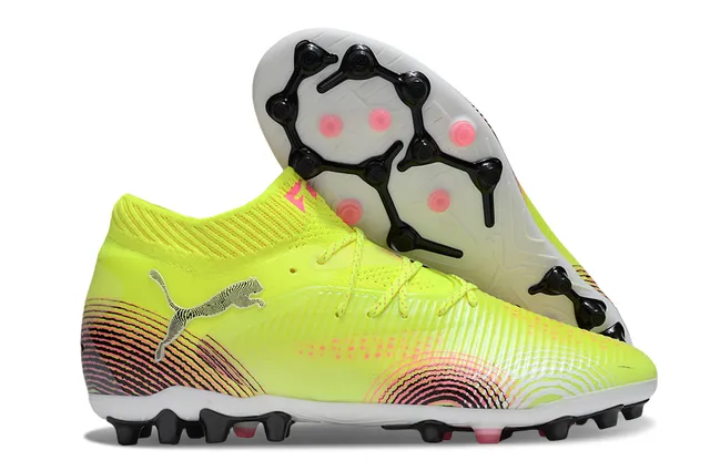 Puma أصفر متعدد الألوان حاشية عالية خياطة ربط غير متماثل أرض صلبة أحذية كرة القدم 1