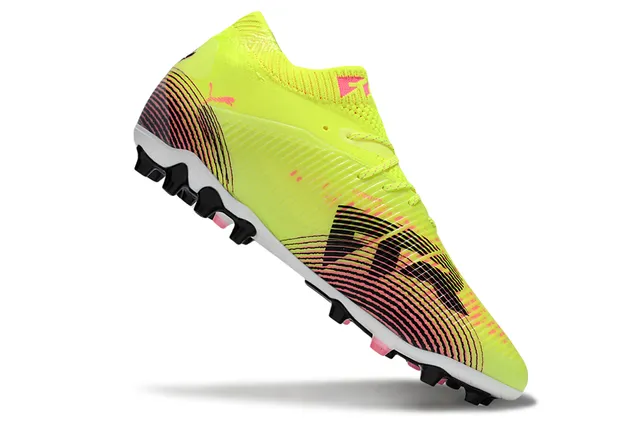 Puma أصفر متعدد الألوان حاشية عالية خياطة ربط غير متماثل أرض صلبة أحذية كرة القدم 2
