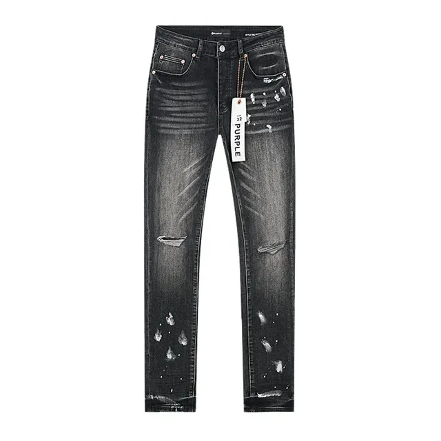 Purple Brand Distressed Black Paint-Splatter Ripped Jeans 2