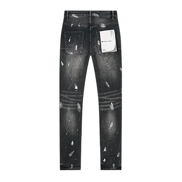 Purple Brand Distressed Black Paint-Splatter Ripped Jeans 3
