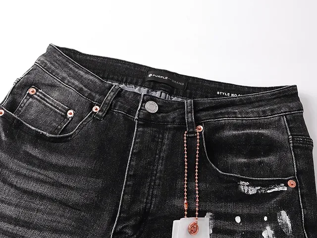 Purple Brand Distressed Black Paint-Splatter Ripped Jeans 4
