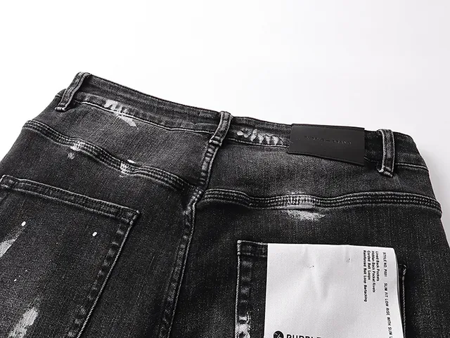 Purple Brand Distressed Black Paint-Splatter Ripped Jeans 5
