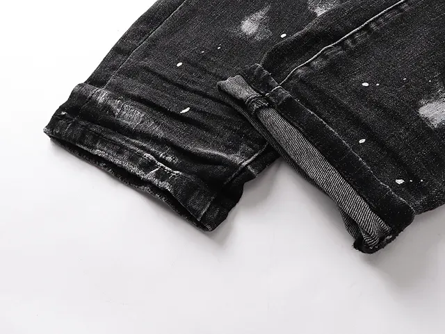 Purple Brand Distressed Black Paint-Splatter Ripped Jeans 13