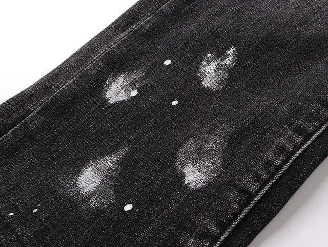 Purple Brand Distressed Black Paint-Splatter Ripped Jeans 14