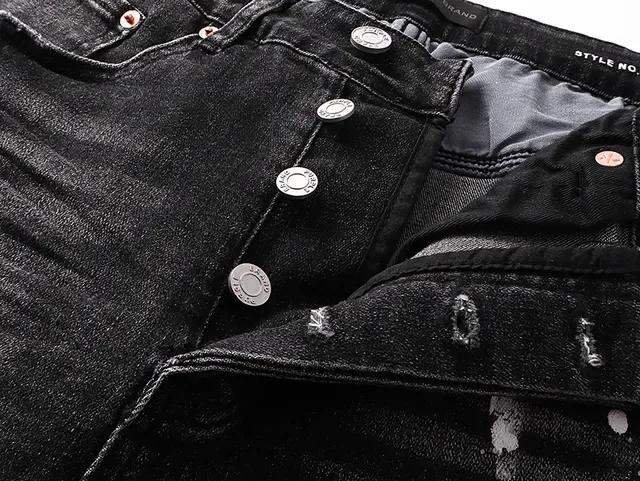 Purple Brand Distressed Black Paint-Splatter Ripped Jeans 16