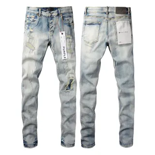 Purple Brand Distressed Light-Wash Slim-Fit Jeans