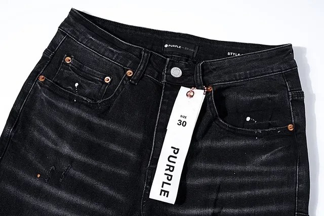Purple Brand Distressed Paint-Splatter Black Denim Jeans 4