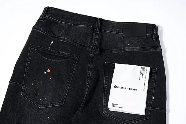 Purple Brand Distressed Paint-Splatter Black Denim Jeans 5