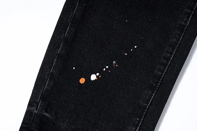 Purple Brand Distressed Paint-Splatter Black Denim Jeans 9