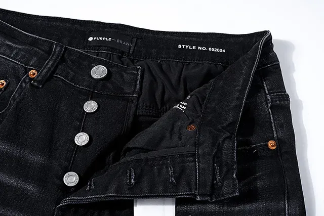 Purple Brand Distressed Paint-Splatter Black Denim Jeans 12