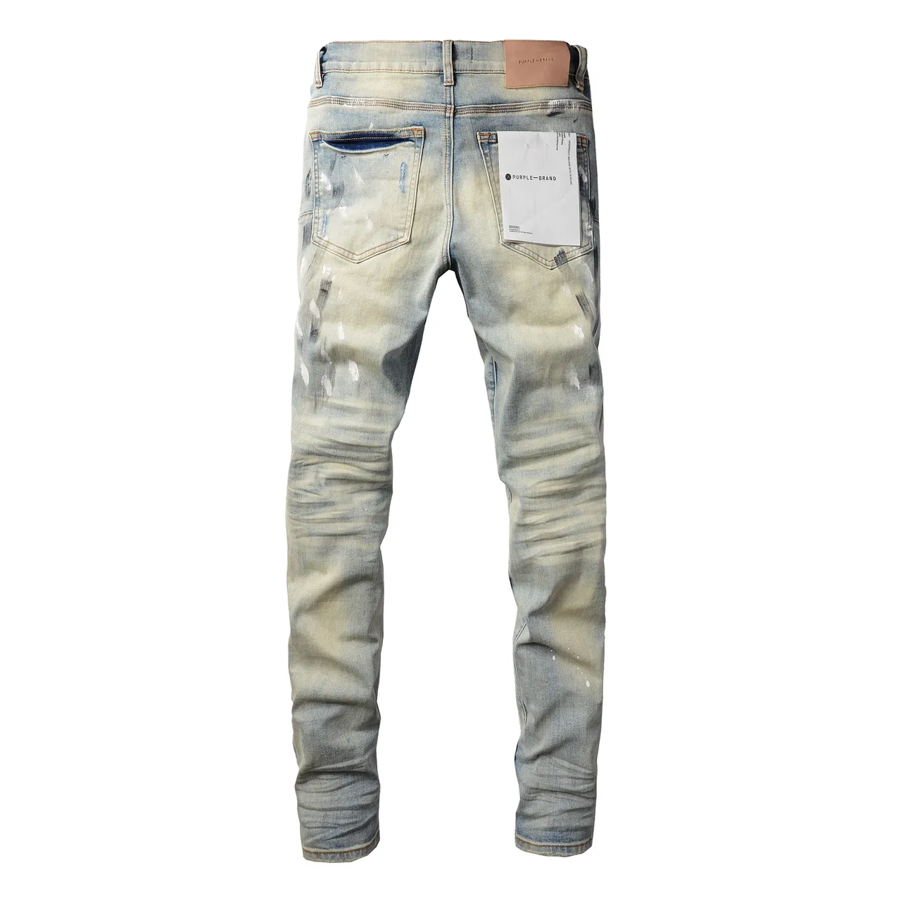 Purple Brand Distressed Paint-Splatter Light-Wash Jeans 2