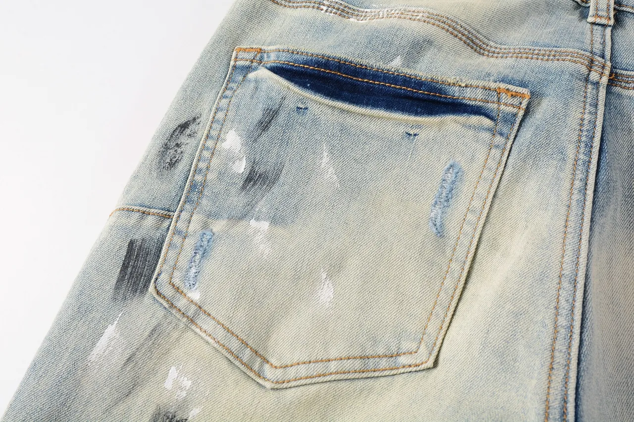 Purple Brand Distressed Paint-Splatter Light-Wash Jeans 6