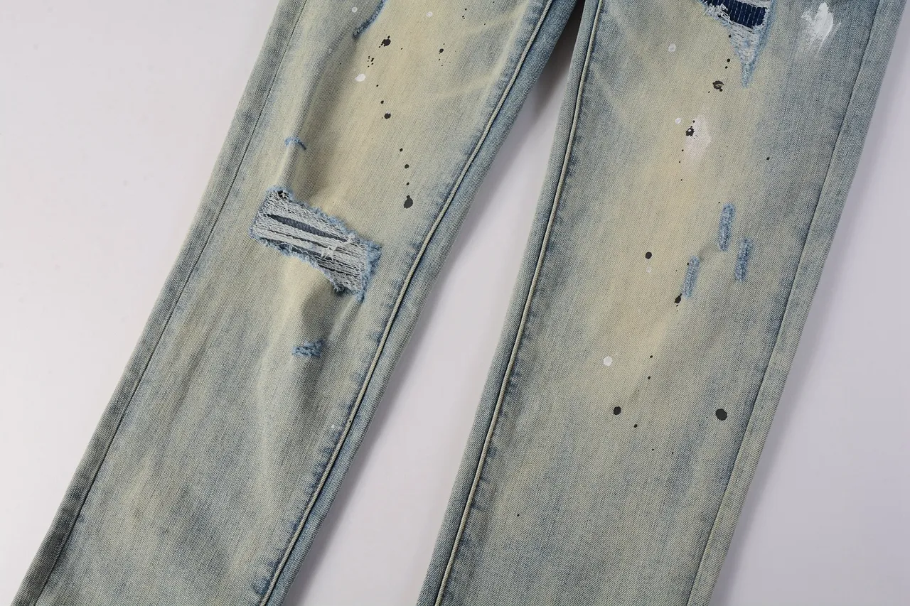 Purple Brand Distressed Paint-Splatter Light-Wash Jeans 11