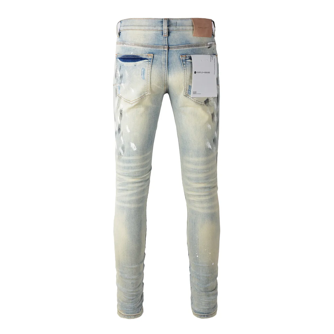 Purple Brand Distressed Paint-Splatter Light-Wash Jeans 17