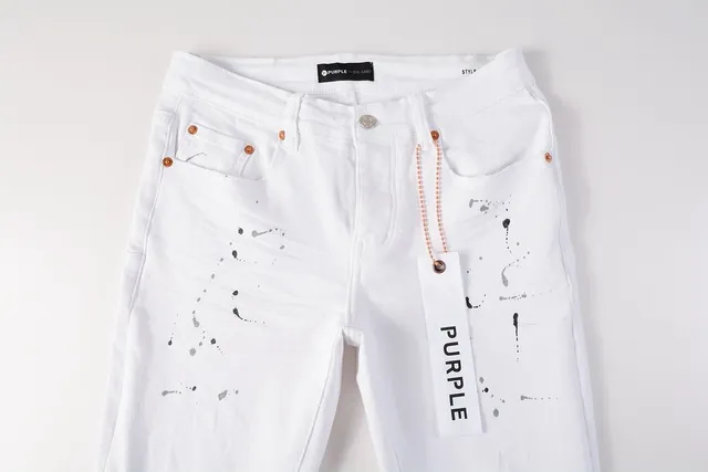 Purple Brand Jeans slim fit avec taches de peinture blanche déchirées 14