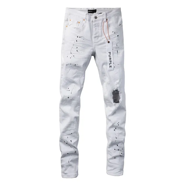 Purple Brand Jeans slim fit avec taches de peinture blanche déchirées 16