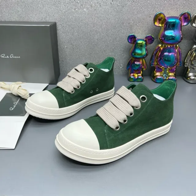 Rick Owens DRKSHDW Geobasket Green Suede Strap-Lace Lifestyle Sneakers 2