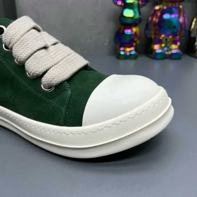 Rick Owens DRKSHDW Geobasket Green Suede Strap-Lace Lifestyle Sneakers 3