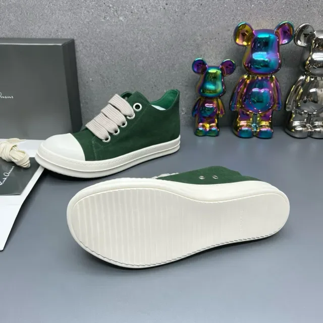 Rick Owens DRKSHDW Geobasket Green Suede Strap-Lace Lifestyle Sneakers 4