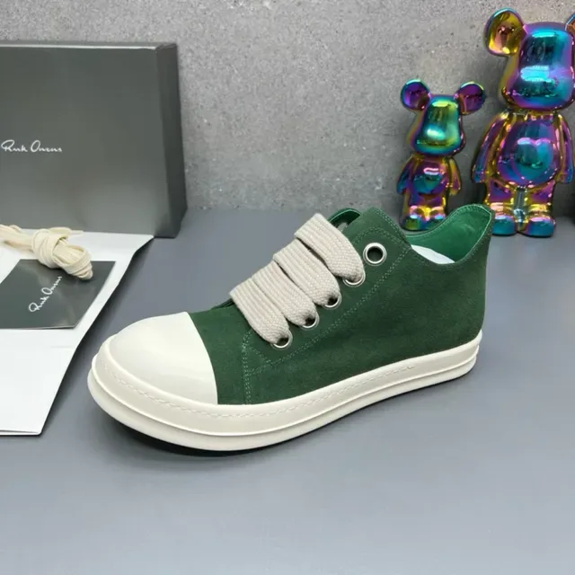 Rick Owens DRKSHDW Geobasket Green Suede Strap-Lace Lifestyle Sneakers 5