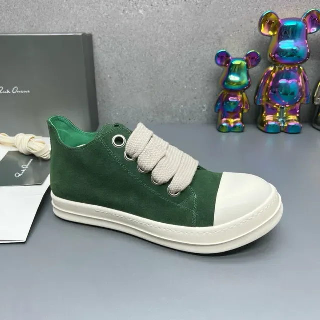 Rick Owens DRKSHDW Geobasket Green Suede Strap-Lace Lifestyle Sneakers 6