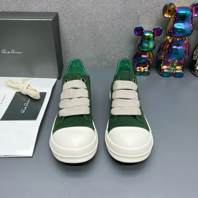 Rick Owens DRKSHDW Geobasket Green Suede Strap-Lace Lifestyle Sneakers 7