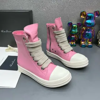 Rick Owens DRKSHDW Ramones Pink and White High-Top Lifestyle Sneakers