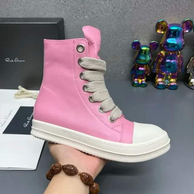 Rick Owens DRKSHDW Ramones Pink and White High-Top Lifestyle Sneakers 2