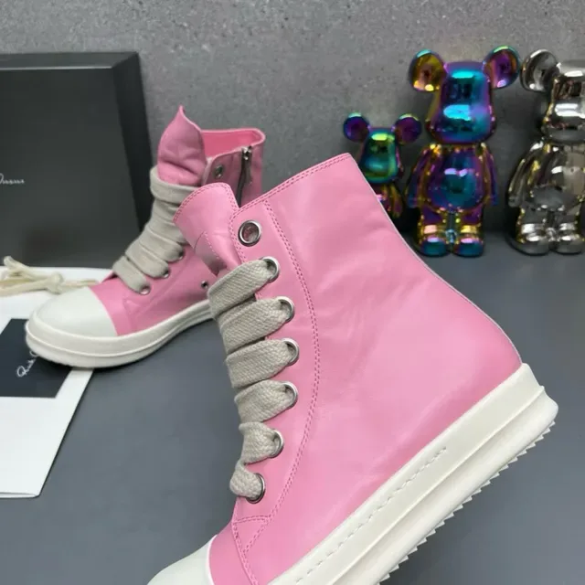 Rick Owens DRKSHDW Ramones Pink and White High-Top Lifestyle Sneakers 4