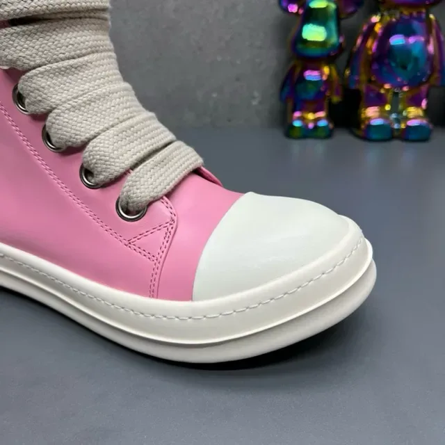 Rick Owens DRKSHDW Ramones Pink and White High-Top Lifestyle Sneakers 5