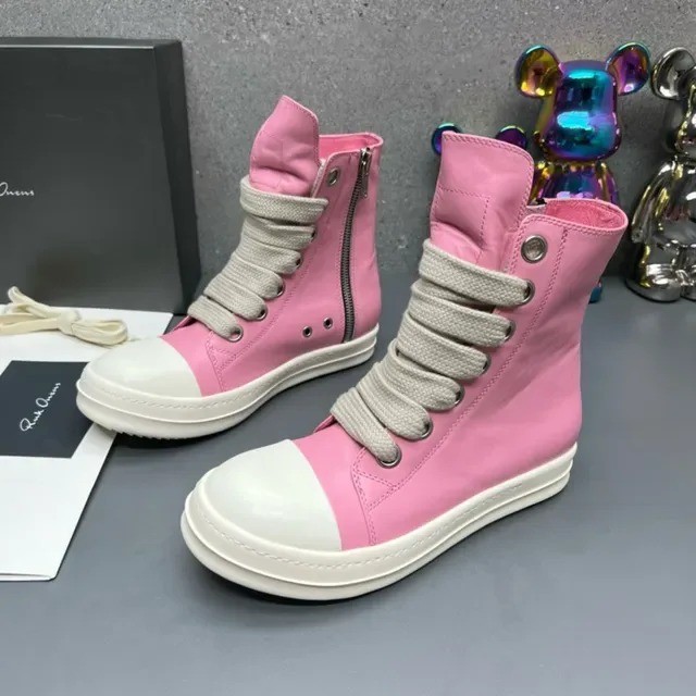 Rick Owens DRKSHDW Ramones Pink and White High-Top Lifestyle Sneakers 6